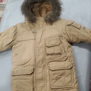 Kani Gold Kids Tan Winter Jacket with Faux Fur Hood